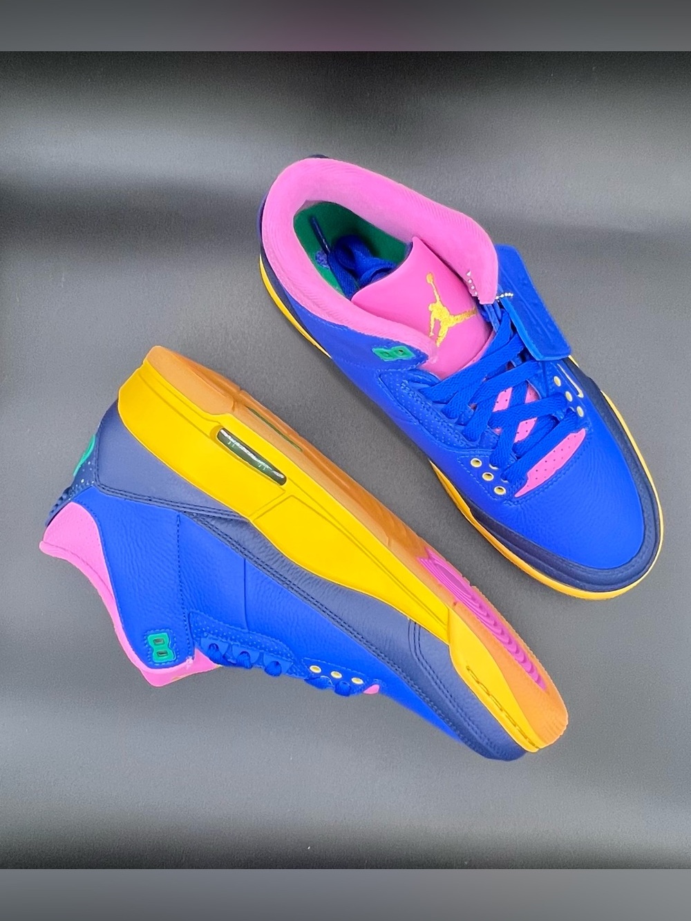 Jordan Retro Low-Top Sneakers in Blue Pink Yellow